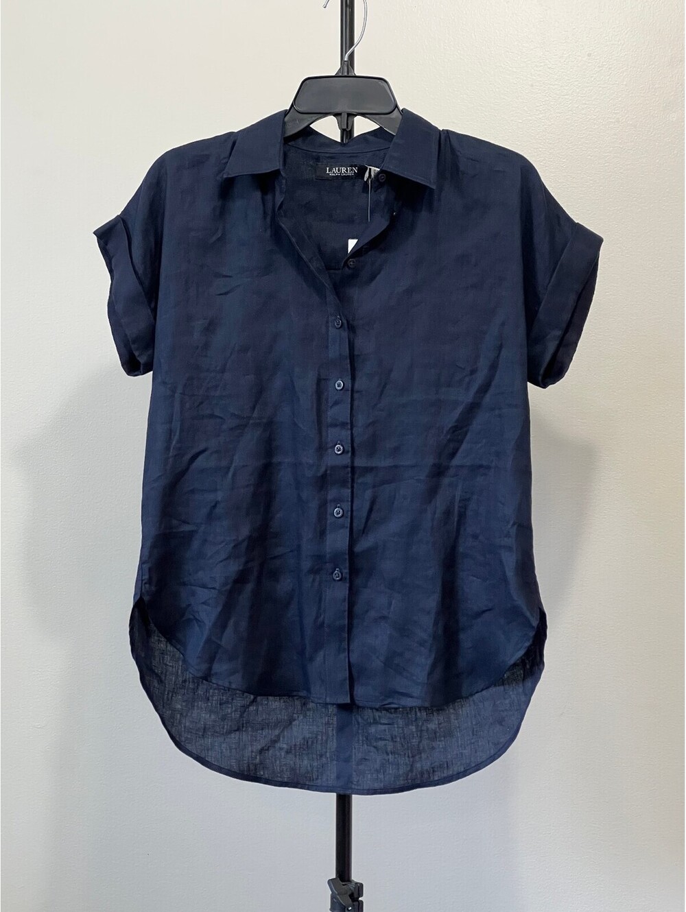 Lauren Ralph Lauren Dolman-Sleeve 100% Linen Shirt - Lauren Navy